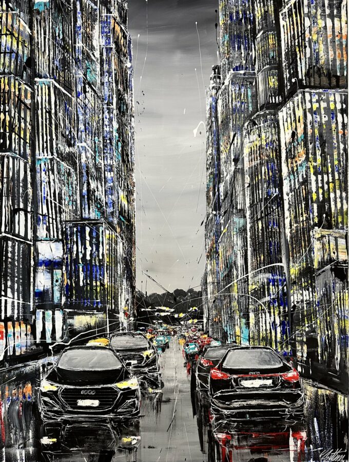 Artiste peintre contemporain, liosettini art, Fusion citadine