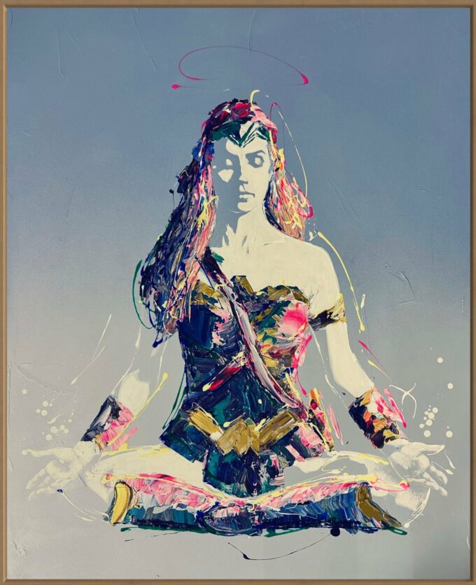 Création artistique originale, liosettini art, Wonder woman meditation - Pop art