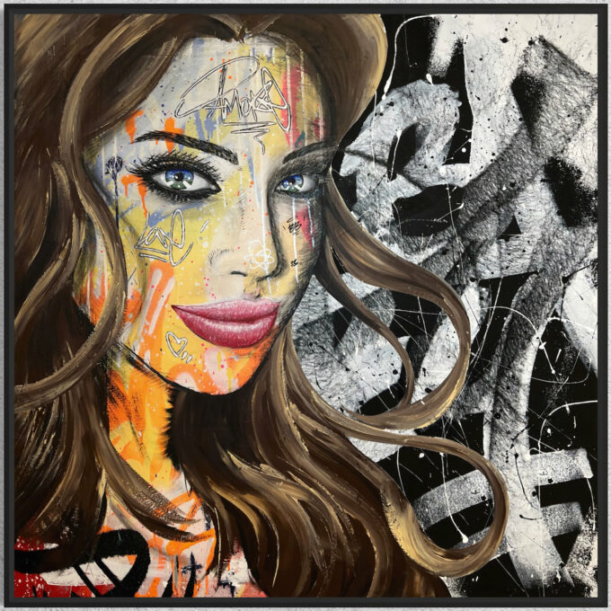 Peinture au couteau, liosettini art, HELLO REAL - 100CM x 100CM