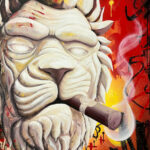 Tableau décoratif moderne, liosettini art, Lion Smoking Club