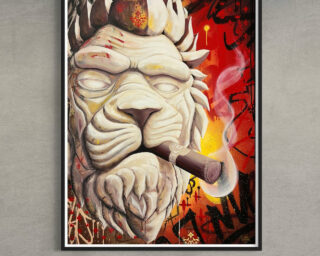 Œuvre contemporaine unique, liosettini art, Lion Smoking Club - 97CM x 130CM
