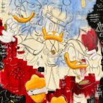 Tableau contemporain coloré, liosettini art, Picsou Art Brut