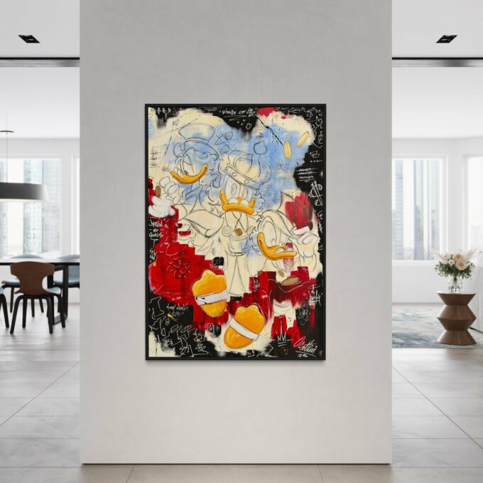 Œuvre d’art unique, liosettini art, Picsou Art Brut - 116cm x 89cm