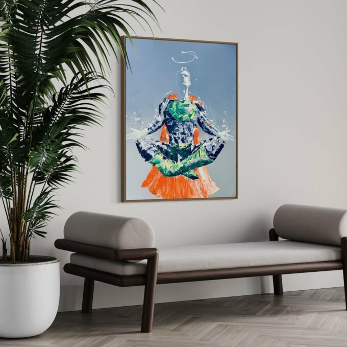 Peinture événementielle, liosettini art, Superman meditation - 100cm x 81cm (Copie)